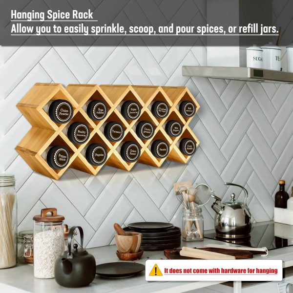 Bamboo Criss Cross Spice Rack Organizer for Cabinet, Wood Seasoning Rack Spice Holder, 18-Jar Spice Rack Tower Spice Storage for Kitchen Countertop Drawer-Jars Not Included - Image 4
