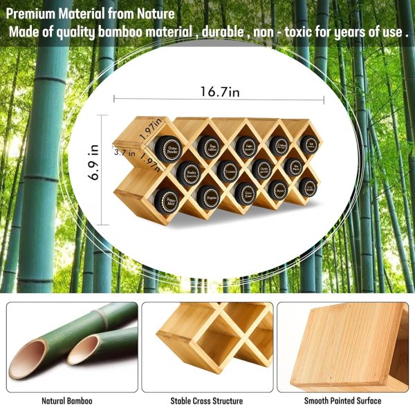 Bamboo Criss Cross Spice Rack Organizer for Cabinet, Wood Seasoning Rack Spice Holder, 18-Jar Spice Rack Tower Spice Storage for Kitchen Countertop Drawer-Jars Not Included - Image 5