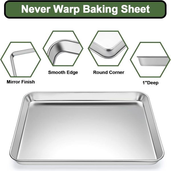 EWFEN Baking Set: Stainless Steel Sheet Pan with Cooling Rack & Silicone Mat Set, Multi-Size (3 Sheets + 3 Racks + 3 Mats), Warp Resistant & Heavy Duty, Easy Clean - Image 3