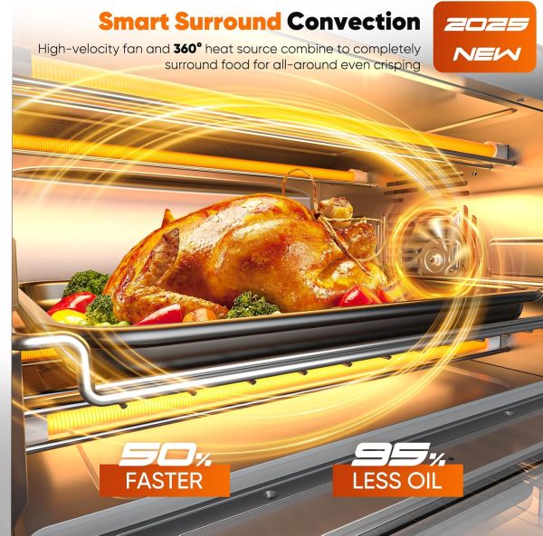 Nuwave Bravo Pro Convection Air Fryer Toaster Oven Combo, 2025 New and Improved, 10-in-1, 50°-450°F Temp Controls, Quick & Even Crisp Technology, 21Qt Capacity, Cozy Blue, PFAS Free - Image 3