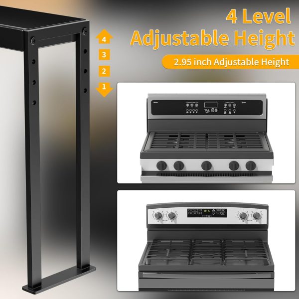 Spice Rack Shelf for Kitchen Stove, Adjustable 27 to 33 Inch Spice Rack Organizer, 4 Level Adjustable Height Stove Top Shelf for Kitchen, Over the Stove Shelf for Countertop, Black - Image 3