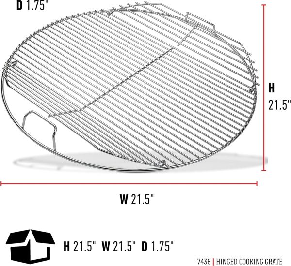 Weber Hinged Cooking Grate Stainless Steel, 22" - Image 3